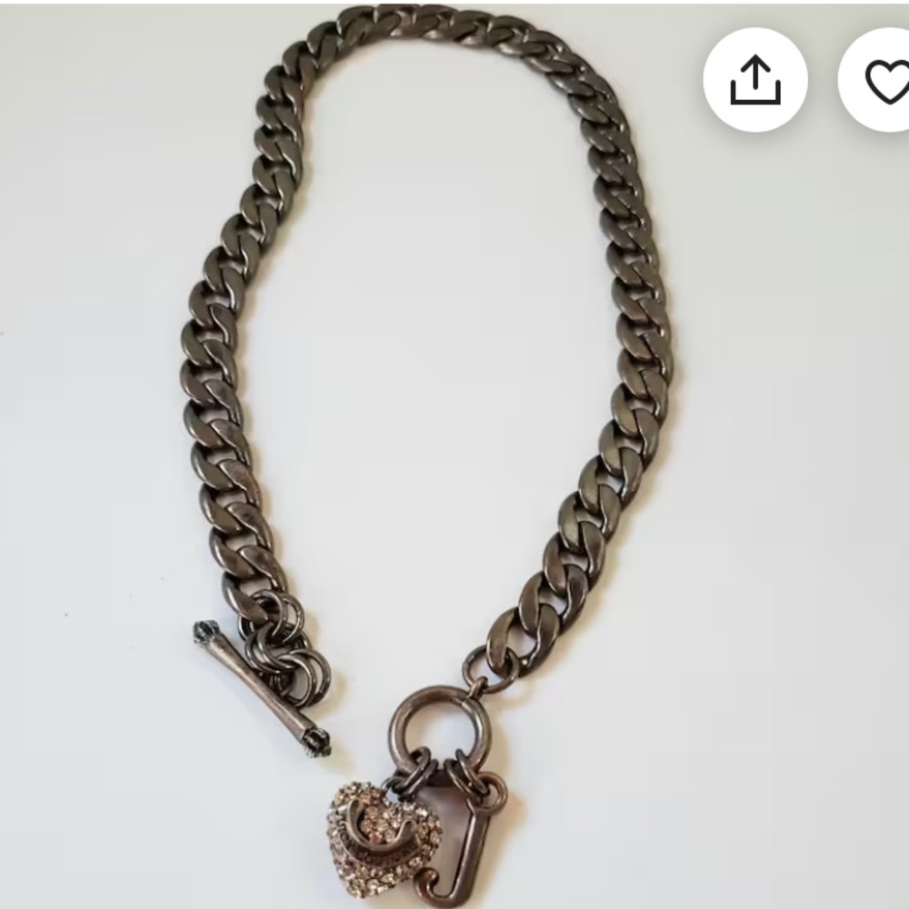 Pave heart charm necklace